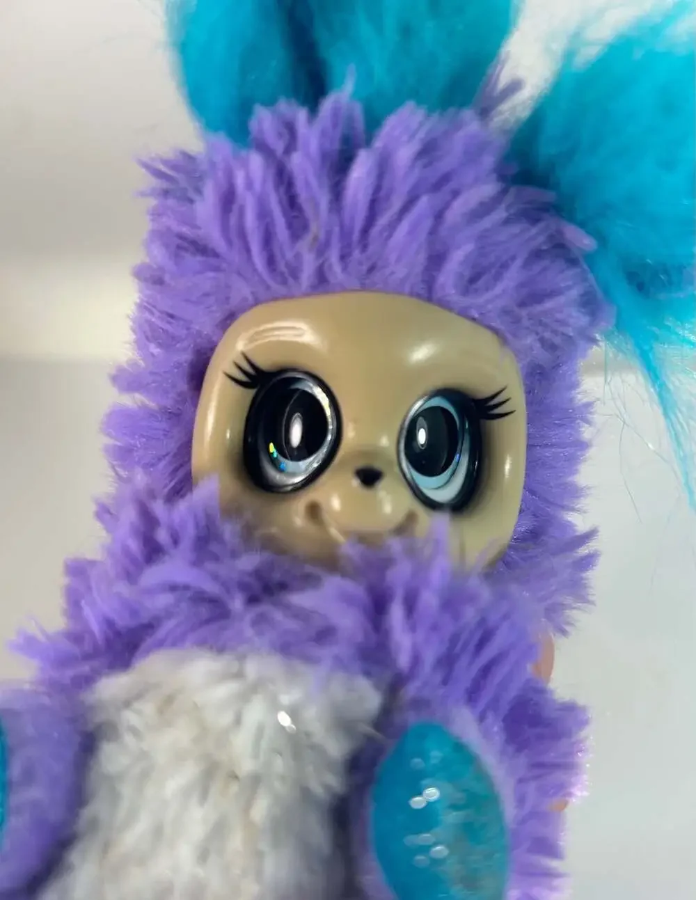 Purple & Teal Bush Baby Raccoon Eyes and ears move puppet